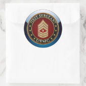 米海兵隊：一等軍曹(USMC 1stSgt) [3D] ラウンドシール (バッグ)