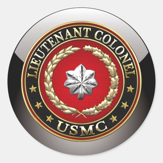米海兵隊：中佐(USMC LtCol) [3D] ラウンドシール (正面)