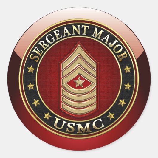 米海兵隊：軍曹専攻の(USMC SgtMaj) [3D] ラウンドシール (正面)