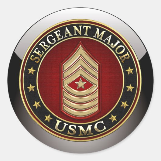 米海兵隊：軍曹専攻の(USMC SgtMaj) [3D] ラウンドシール (正面)