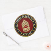 米海兵隊：軍曹(USMC MSgt) [3D] ラウンドシール (封筒)