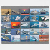米海力 – 米海軍の艦船「モンタージュ」 フリースブランケット (正面(横))