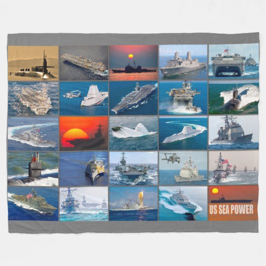 米海力 – 米海軍の艦船「モンタージュ」 フリースブランケット (正面(横))