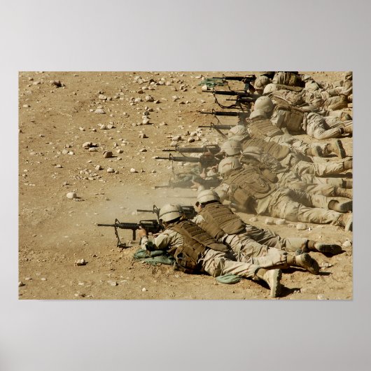 米海軍シービーがM-4およびM-16A2ライフルを発射 ポスター (正面)