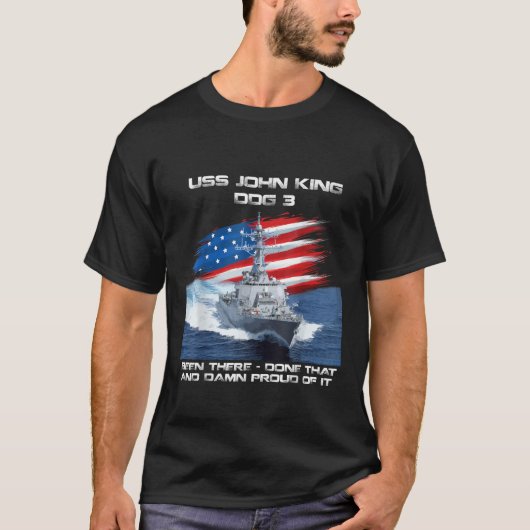 米海軍ジョン・キングDDG 3駆逐艦USA国旗Vetera Tシャツ (正面)