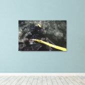 米海軍ダイバーはダイビングを開始する準備ができている キャンバスプリント (インサイチュ (ウッドフロア))