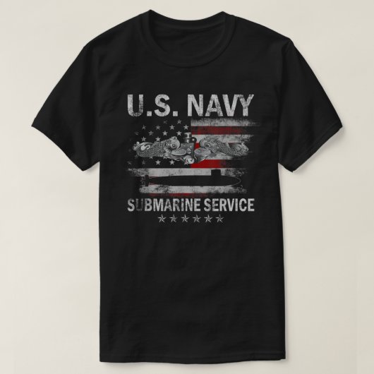 米海軍潜水艦静かサービスヴィンテージ退役軍人 Tシャツ (デザイン正面)