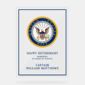 米海軍 |ネイビーエンブレム |ハッピーリタイア アクリルサイン (正面)