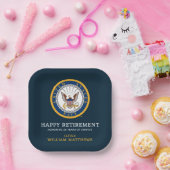米海軍 |ネイビーエンブレム |ハッピーリタイア ペーパープレート (パーティー)