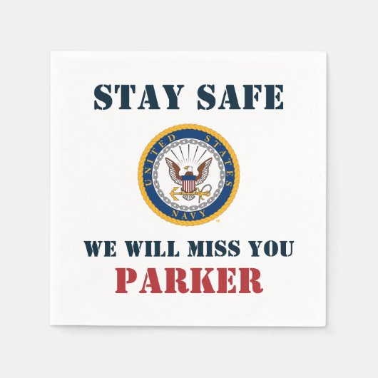 米海軍 |ネイビーエンブレム |別れのパーティー スタンダードカクテルナプキン (正面)
