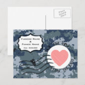 米海軍(USN) 結婚式場を確保してね ハート 案内ポストカード (正面/裏面)