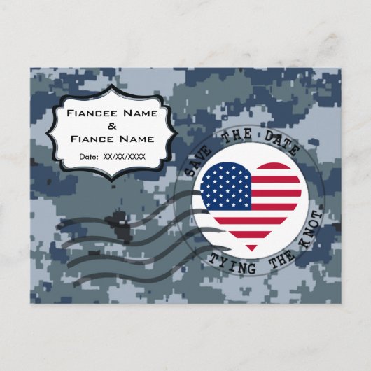 米海軍(USN) Save the Date & アメリカンハート 案内ポストカード (正面)