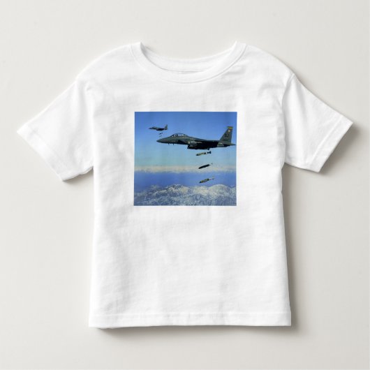 米空軍F-15Eストライクイーグル航空機 トドラーTシャツ (正面)