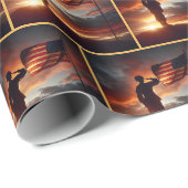 米軍兵士のサルティング国旗 ラッピングペーパー (ロールコーナー)