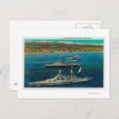 米軍艦がロングビーチに停泊 ポストカード (正面/裏面)