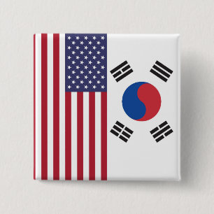 米韓国旗のボタン 缶バッジ