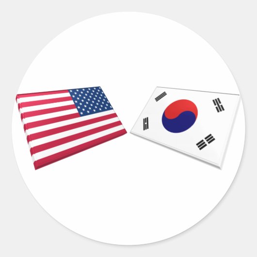 米韓国旗 ラウンドシール (正面)