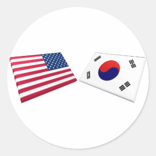 米韓国旗 ラウンドシール