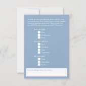 粉々に結婚染まった青い花の食事オプション 出欠カード (裏面)