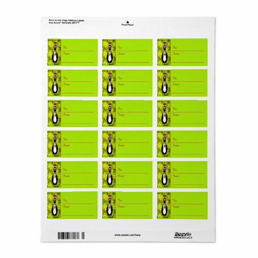 粉々ユーモアのあるのサンタペンギン(To-Fromラベル) ラベル (フルシート)