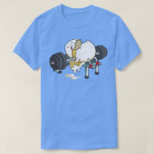 粉おもしろい砕された卵フィットネスジムバーベルリフティングウォーア Tシャツ (デザイン正面)
