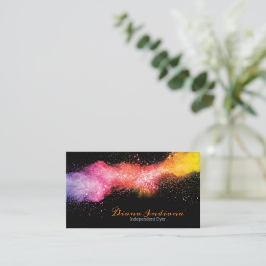 粉カラフル糸染色 名刺 (スタンド正面)