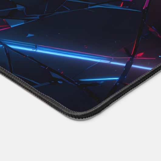 粉コンテンポラリー砕ガラス抽象芸術ネオン デスクマット (コーナー)