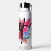 粉パーソナライズされたカラフル爆体操 ウォーターボトル (背面)