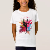 粉パーソナライズされたカラフル爆体操 Tシャツ (正面)