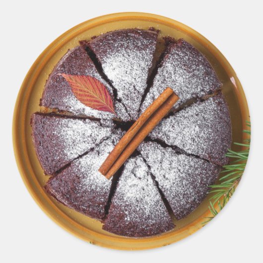 粉末シュガーのチョコレートケーキ ラウンドシール (正面)
