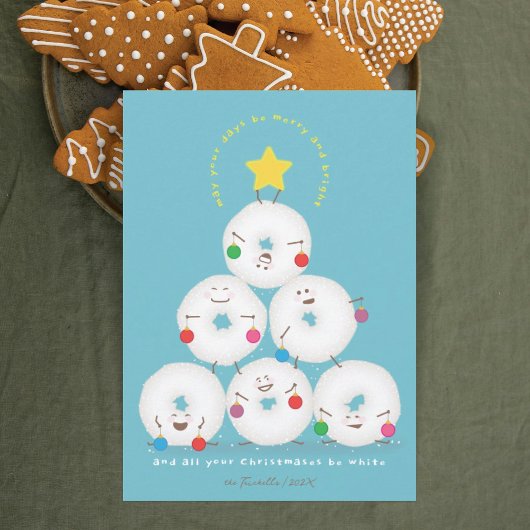 粉砂糖ドーナツ木クリスマス シーズンカード