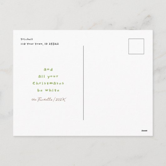 粉砂糖ドーナツ木クリスマス シーズンポストカード (裏面)