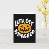 粉砕されたおもしろいハロウィーンカボチャスマイルOcto カード (黄色い花)
