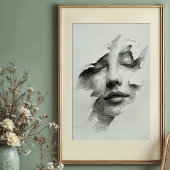 粉砕されたセレニティ:複雑なモノクロ顔 ポスター