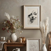 粉砕されたセレニティ:複雑なモノクロ顔 ポスター