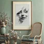 粉砕されたセレニティ:複雑なモノクロ顔 ポスター