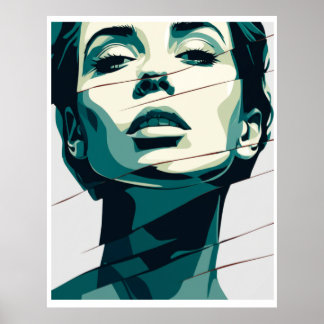 粉砕されたティール（緑がかった色）美しい ポスター