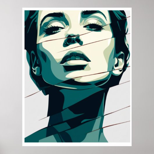 粉砕されたティール（緑がかった色）美しい ポスター (正面)