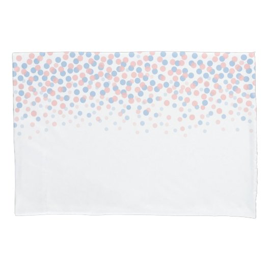 粉砕されたドットセレニティブルーとバラピンク枕 枕カバー (正面左)