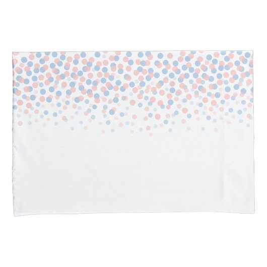 粉砕されたドットセレニティブルーとバラピンク枕 枕カバー (正面右)