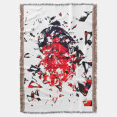 粉砕されたハートバージョン2赤と黒 スローブランケット (正面縦)