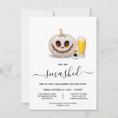 粉砕されたホワイトパンプキンハロウィーンカクテルパーティー 招待状 (正面)