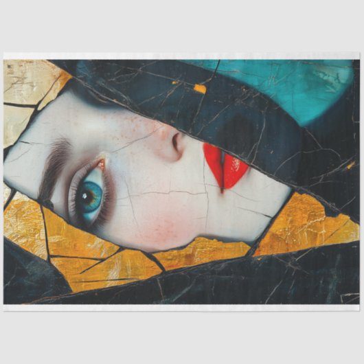 粉砕された反射抽象芸術アートデコパージュ 薄葉紙 (正面)