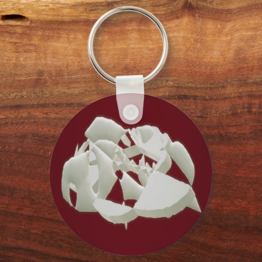 粉砕された大理石の抽象芸術モダンアート白いプラム キーホルダー (正面)