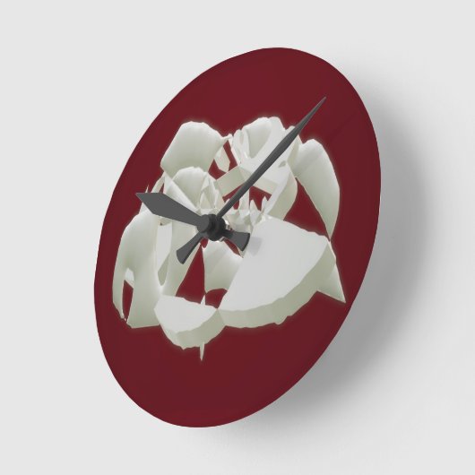 粉砕された大理石の抽象芸術モダンアート白いプラム ラウンド壁時計 (傾斜)
