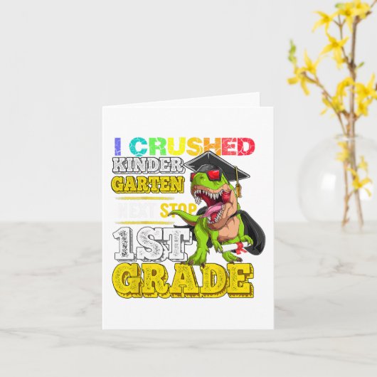 粉砕された幼稚園ストップ次1年生の恐竜 カード (黄色い花)