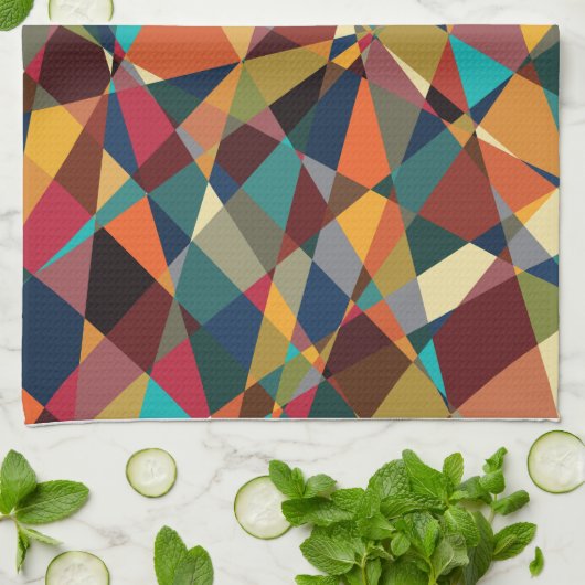 粉砕された幾何学中世紀モダン抽象芸術 キッチンタオル (折り畳み)