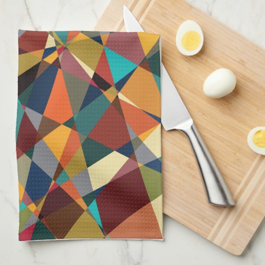 粉砕された幾何学中世紀モダン抽象芸術 キッチンタオル (四つ折り)
