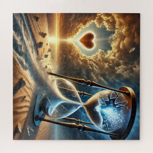 粉砕された砂時計:超現実的な時間パズルと ジグソーパズル (横)