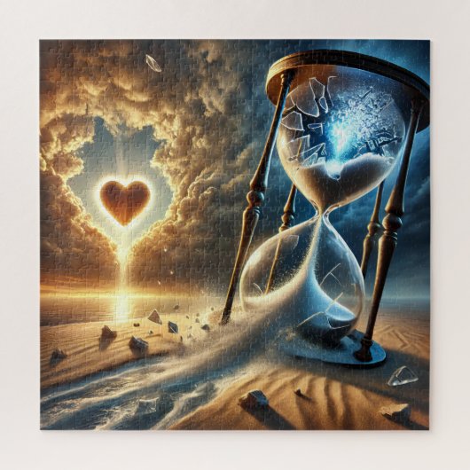 粉砕された砂時計:超現実的な時間パズルと ジグソーパズル (縦)